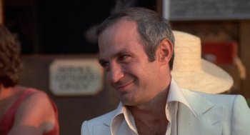 Movie still from “The Killing of a Chinese Bookie” (1976), directed by John Cassavetes – A person wearing a white shirt; Close Up shot, Low angle