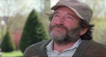 Movie still from “Good Will Hunting” (1997), directed by Gus Van Sant – A person wearing a hat; Close Up shot, Low angle