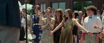 Movie still from “The King of Staten Island” (2020), directed by Judd Apatow – A group of women standing next to each other; Medium shot, Over the shoulder angle