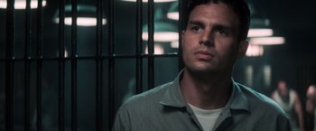 Movie still from “The Last Castle” (2001), directed by Rod Lurie – A person in a jail cell; Close Up shot, Low angle