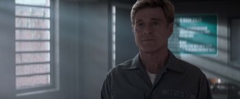 Movie still from “The Last Castle” (2001), directed by Rod Lurie – A person wearing a shirt; Close Up shot, Low angle