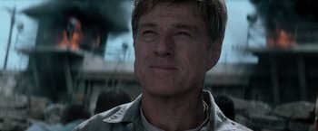 Movie still from “The Last Castle” (2001), directed by Rod Lurie – A person wearing a shirt; Close Up shot, Low angle