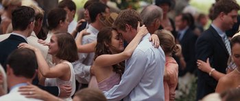 Movie still from “The Last Song” (2010), directed by Julie Anne Robinson – A man and a woman kissing in a crowd of onlookers; Medium shot, Over the shoulder angle