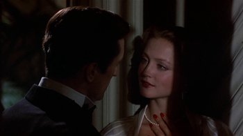 Movie still from “The Last Tycoon” (1976), directed by Elia Kazan – A man and a woman looking at one another; Close Up shot, Over the shoulder angle