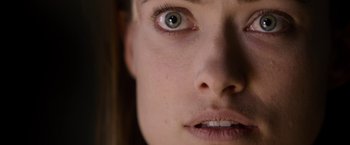 Movie still from “The Lazarus Effect” (2015), directed by David Gelb – A woman's eyes and face; Extreme Close Up shot, Overhead angle