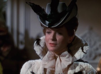 Movie still from “The Life and Death of Colonel Blimp” (1943), directed by Emeric Pressburger – A person wearing a hat with a bird on it; Close Up shot, Low angle