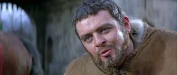 Movie still from “The Lion in Winter” (1968), directed by Anthony Harvey – A person with a beard; Close Up shot, Over the shoulder angle