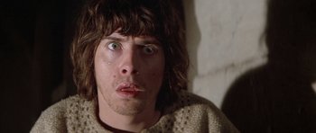 Movie still from “The Lion in Winter” (1968), directed by Anthony Harvey – A person with long brown hair; Close Up shot, Low angle