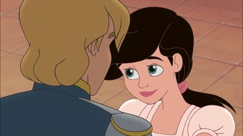 Movie still from “The Little Mermaid II: Return to the Sea” (2000), directed by Bill Speers – A girl and a boy looking at one another; Close Up shot, Over the shoulder angle