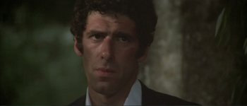 Movie still from “The Long Goodbye” (1973), directed by Robert Altman – A person wearing a suit and tie; Close Up shot, Low angle