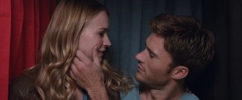 Movie still from “The Longest Ride” (2015), directed by George Tillman Jr. – A man and a woman looking into each others eyes; Close Up shot, Over the shoulder angle