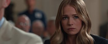 Movie still from “The Longest Ride” (2015), directed by George Tillman Jr. – A person with long blonde hair; Close Up shot, Over the shoulder angle