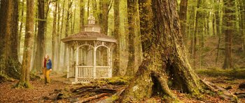Movie still from “The Lovely Bones” (2009), directed by Peter Jackson – A gazebo in the middle of a forest; Extreme Wide shot, Low angle