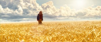 Movie still from “The Lovely Bones” (2009), directed by Peter Jackson – A person standing in a field of wheat; Extreme Wide shot, Low angle