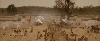 Movie still from “The Lovers” (2015), directed by Roland Joffé – An image of an american civil war reenactment; Extreme Wide shot, High angle