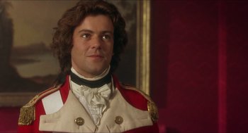 Movie still from “The Madness of King George” (1994), directed by Nicholas Hytner – A person wearing a uniform; Close Up shot, Over the shoulder angle