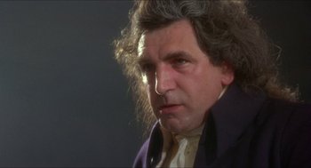 Movie still from “The Madness of King George” (1994), directed by Nicholas Hytner – A person wearing a jacket; Close Up shot, Low angle
