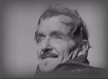 Movie still from “The Magnificent Ambersons” (1942), directed by Robert Wise – An old man with a beard and a mustache; Close Up shot, Low angle
