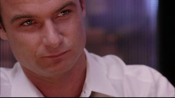 Movie still from “The Manchurian Candidate” (2004), directed by Jonathan Demme – A man's face in a white shirt; Close Up shot, Low angle