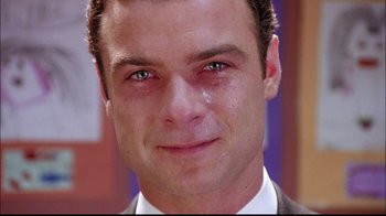 Movie still from “The Manchurian Candidate” (2004), directed by Jonathan Demme – A man's face with tears in his eyes; Close Up shot, Over the shoulder angle
