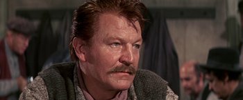Movie still from “The Molly Maguires” (1970), directed by Martin Ritt – A person with a mustache; Close Up shot, Low angle