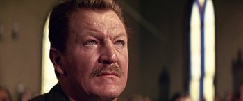 Movie still from “The Molly Maguires” (1970), directed by Martin Ritt – An old man with a mustache and a mustache comb; Close Up shot, Low angle