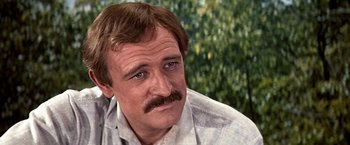 Movie still from “The Molly Maguires” (1970), directed by Martin Ritt – A person with a mustache; Close Up shot, Low angle