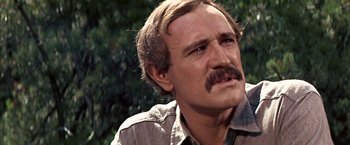 Movie still from “The Molly Maguires” (1970), directed by Martin Ritt – A person with a mustache; Close Up shot, Low angle