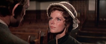 Movie still from “The Molly Maguires” (1970), directed by Martin Ritt – A person wearing a hat; Close Up shot, Low angle