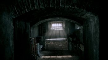Movie still from “The Moth Diaries” (2011), directed by Mary Harron – The sun is shining through the window of a room; Wide shot, High angle