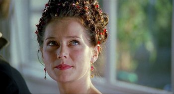 Movie still from “The One and Only” (1999), directed by Susanne Bier – A person wearing a tiara; Close Up shot, Low angle
