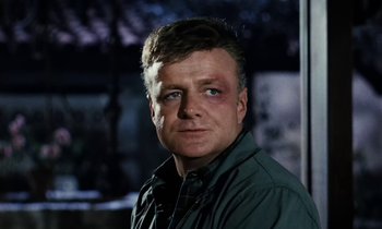 Movie still from “The Parent Trap” (1961), directed by David Swift – A person wearing a green shirt; Close Up shot, Low angle