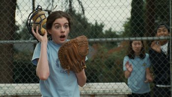 Movie still from “The Princess Diaries” (2001), directed by Garry Marshall – A young girl holding a catchers mitt in her hand; Close Up shot, Low angle