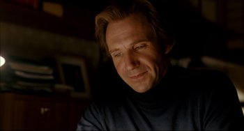 Movie still from “The Reader” (2008), directed by Stephen Daldry – A person wearing a black shirt; Close Up shot, Low angle