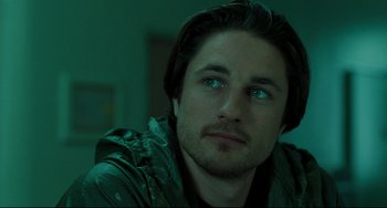 Movie still from “The Ring” (2002), directed by Gore Verbinski – A person with blue eyes; Close Up shot, Over the shoulder angle
