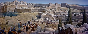 Movie still from “The Robe” (1953), directed by Henry Koster – An image of a scene in the bible; Extreme Wide shot, High angle