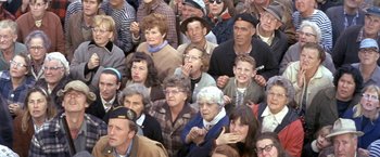 Movie still from “The Russians Are Coming the Russians Are Coming” (1966), directed by Norman Jewison – A group of people sitting in a room; Medium shot, High angle
