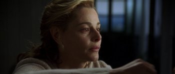 Movie still from “The Sea Inside” (2004), directed by Alejandro Amenábar – A person with her eyes closed crying; Close Up shot, Low angle