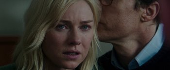 Movie still from “The Sea of Trees” (2015), directed by Gus Van Sant – A woman's face and a man's face; Close Up shot, Over the shoulder angle