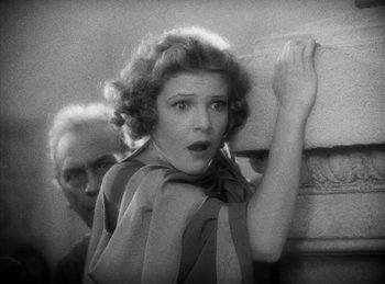 Movie still from “The Sign of the Cross” (1932), directed by Cecil B. DeMille – An older man and a young woman in a black and white photo; Medium shot, Low angle