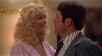 Movie still from “The Silent Partner” (1978), directed by Daryl Duke – A man and a woman smiling at each other; Close Up shot, Low angle
