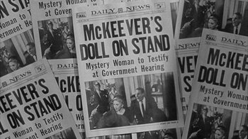 Movie still from “The Solid Gold Cadillac” (1956), directed by Richard Quine – The front page of the daily news; Extreme Close Up shot, High angle