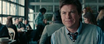 Movie still from “The Switch” (2010), directed by Josh Gordon – A person wearing a tie; Close Up shot, Over the shoulder angle