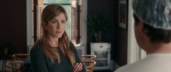 Movie still from “The Switch” (2010), directed by Josh Gordon – Jennifer aniston in a scene from the movie cake; Close Up shot, Over the shoulder angle