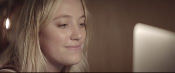Movie still from “The Tribes of Palos Verdes” (2017), directed by Brendan Malloy – A woman's face in a room; Close Up shot, Over the shoulder angle
