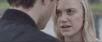 Movie still from “The Tribes of Palos Verdes” (2017), directed by Brendan Malloy – A man and a woman face to face; Close Up shot, Over the shoulder angle