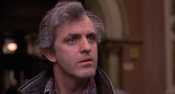 Movie still from “The Verdict” (1982), directed by Sidney Lumet – A person with grey hair; Close Up shot, Low angle