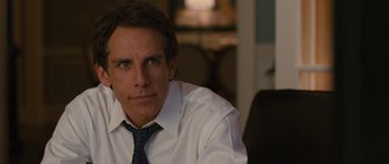Movie still from “The Watch” (2012), directed by Akiva Schaffer – A person wearing a shirt and a tie; Close Up shot, Over the shoulder angle