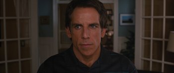 Movie still from “The Watch” (2012), directed by Akiva Schaffer – Ben stiller in front of a wall in a room; Close Up shot, Over the shoulder angle