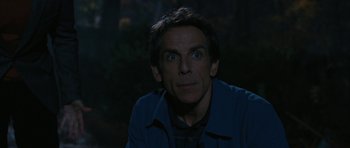 Movie still from “The Watch” (2012), directed by Akiva Schaffer – Ben stiller's face in the dark; Close Up shot, Over the shoulder angle